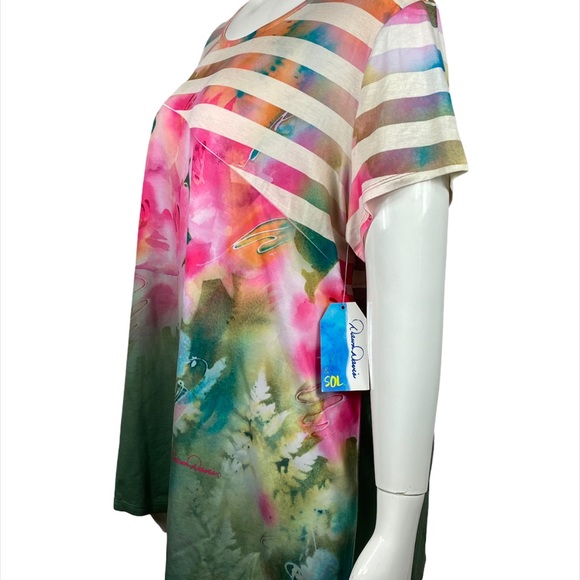 NWT Dawn Davis Art & Soul top w stripes/floral - Picture 4 of 8